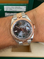 Pre-owned Rolex Datejust 126331 Wimbledon Dial Rose Gold Steel Jubilee Strap Fluted Bezel 2019
