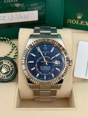Pre-owned Rolex Skydweller Blue Dial Oyster Strap 2022 Full Box and Papers