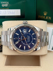 Pre-owned Rolex Skydweller Blue Dial Oyster Strap 2022 Full Box and Papers
