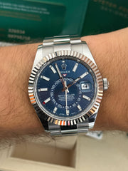 Pre-owned Rolex Skydweller Blue Dial Oyster Strap 2022 Full Box and Papers