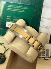 Pre-owned Rolex Datejust 126333 Black Diamond Dial Yellow Gold Steel Oyster Strap Fluted Bezel 2025