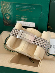Pre-owned Rolex Datejust 41mm 126334 Blue Diamond Dial 2020 new card Full Set Fluted Jubilee Strap