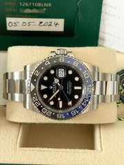Pre-owned Rolex GMT Master II 126710BLNR Automatic Watch Batman 2024 Mint